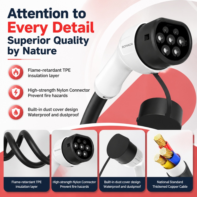 7KW ROMADA Electric Vehicle Po - đánh giá và giá Portable Ev Charger 32A Type 2 Cee Plug